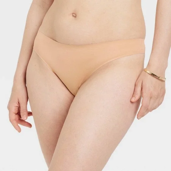 Women's Luxury Brushed Micro No Show Thong Auden Pearl Tan NWT L (12-14) - Picture 4 of 5